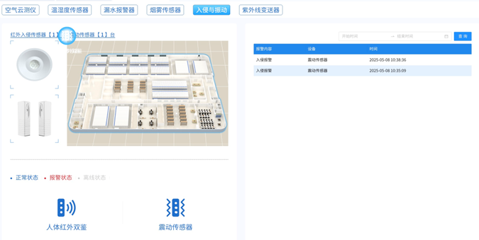 红外传感器与振动传感器工作状态